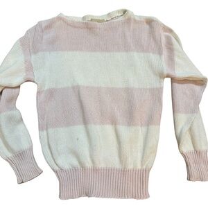 J. Crew Cream & Pink Crew Neck Sweater Sz S‎ Vintage